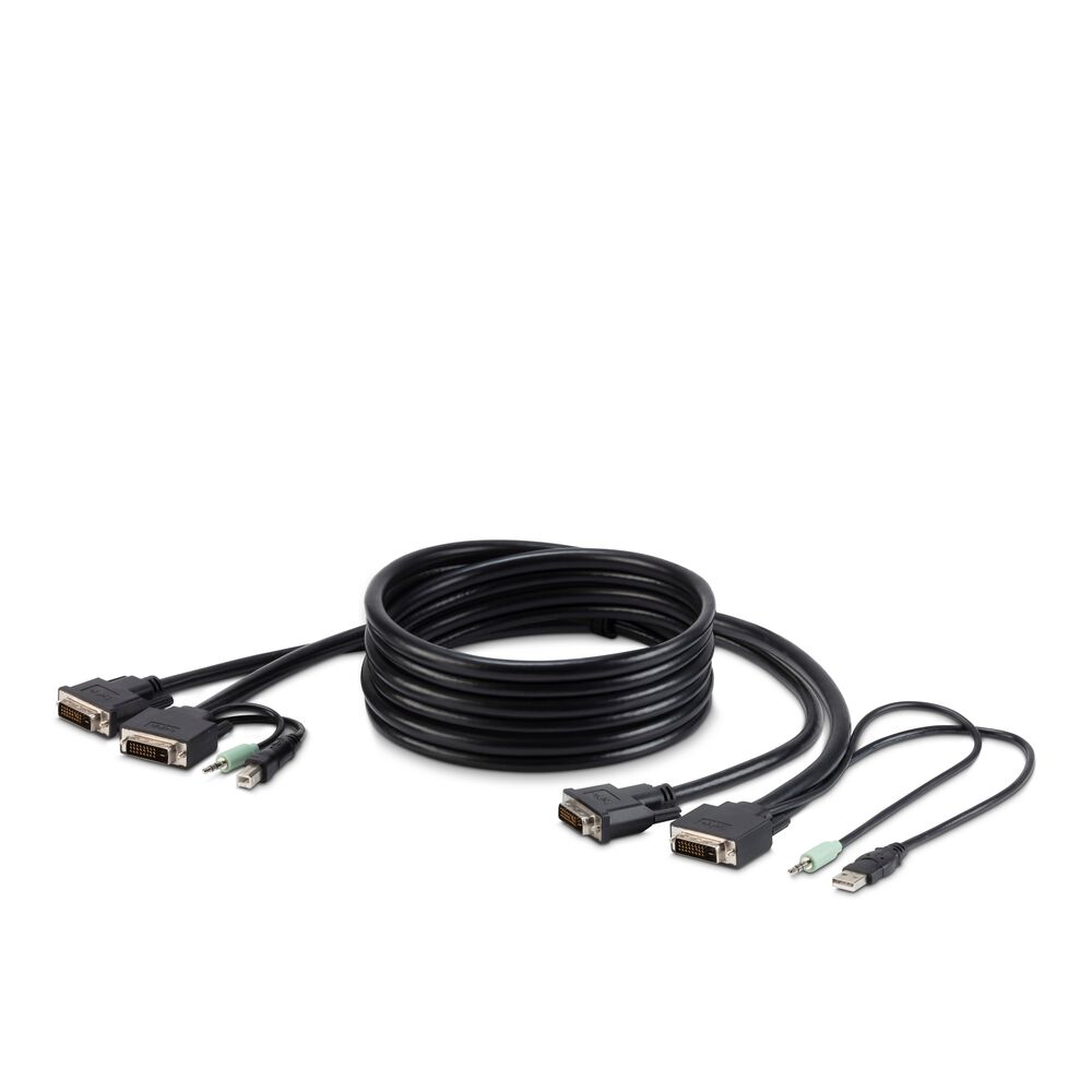 TAA 2 DVI/USB/AUD SKVM CBL, DVI-D M/M; USB A/B, 10', Noir, hi-res